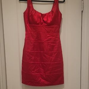 Bisou Bisou Red Satin Mini Dress